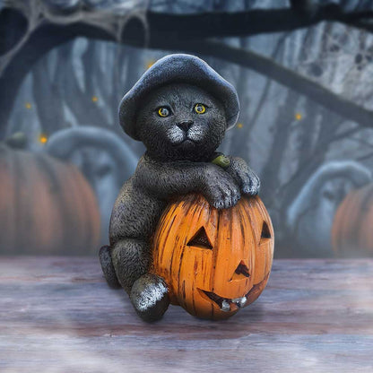 Trick or Treat Cat with Pumpkin Figurine 13cm Resin Statue for Halloween 7