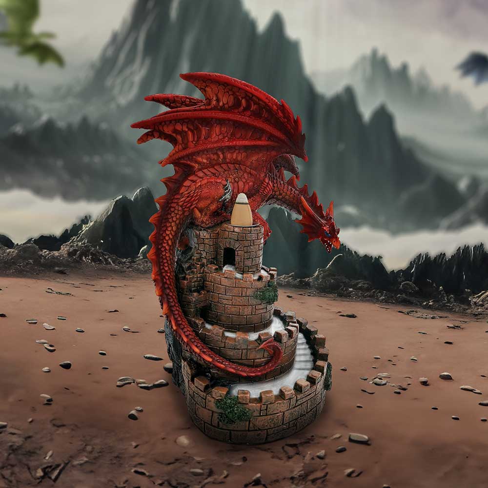 Crimson Keep Red Dragon Backflow Incense Burner 22cm 7
