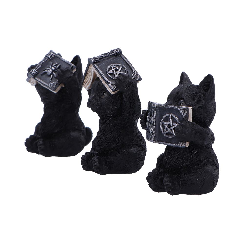 Three Wise Witchy Black Spell Cats 8.5cm 2