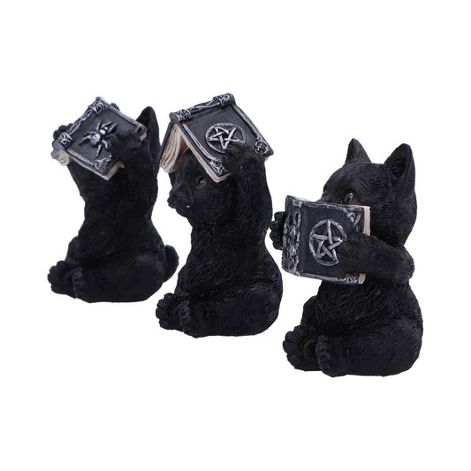 Three Wise Witchy Black Spell Cats 8.5cm 2