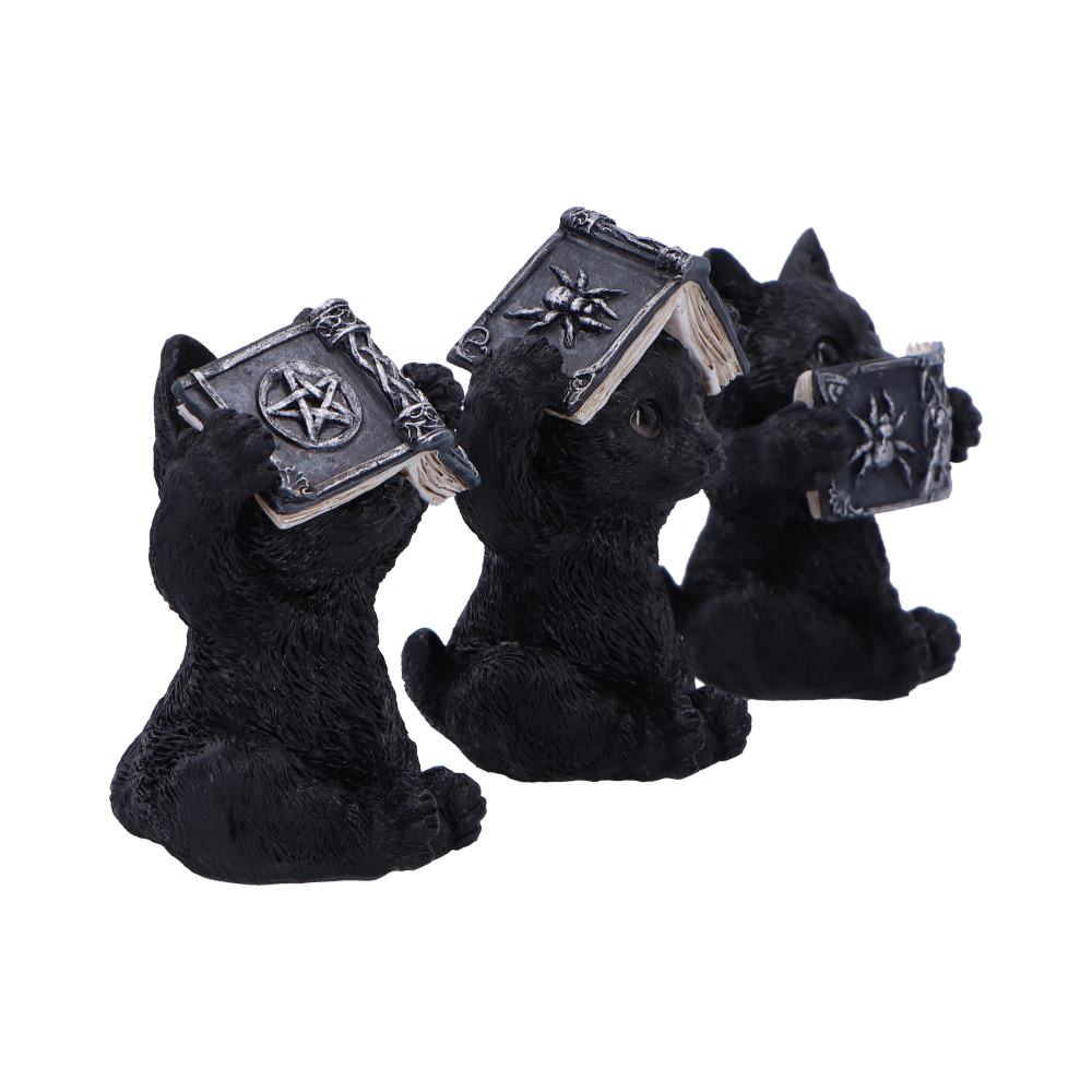 Three Wise Witchy Black Spell Cats 8.5cm 4