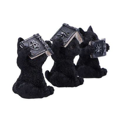 Three Wise Witchy Black Spell Cats 8.5cm 4