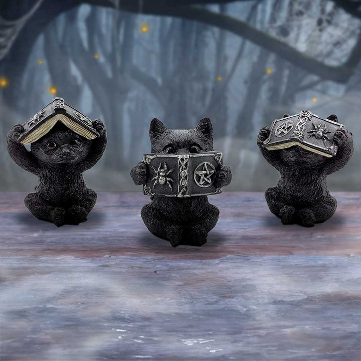 Three Wise Witchy Black Spell Cats 8.5cm 7