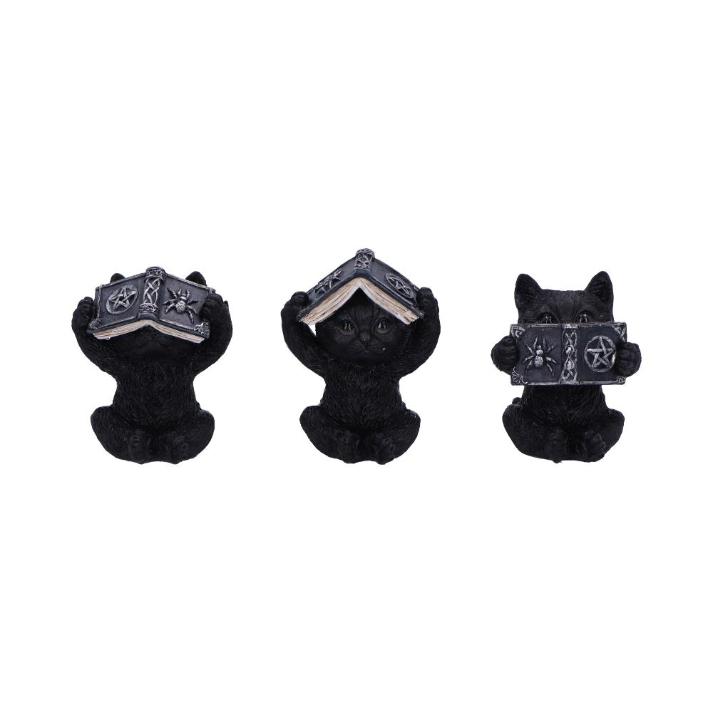 Three Wise Witchy Black Spell Cats 8.5cm 1