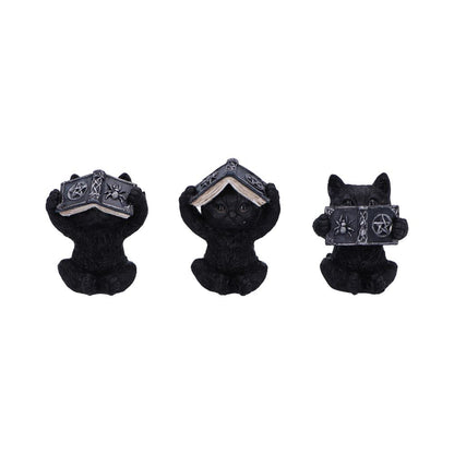 Three Wise Witchy Black Spell Cats 8.5cm 1