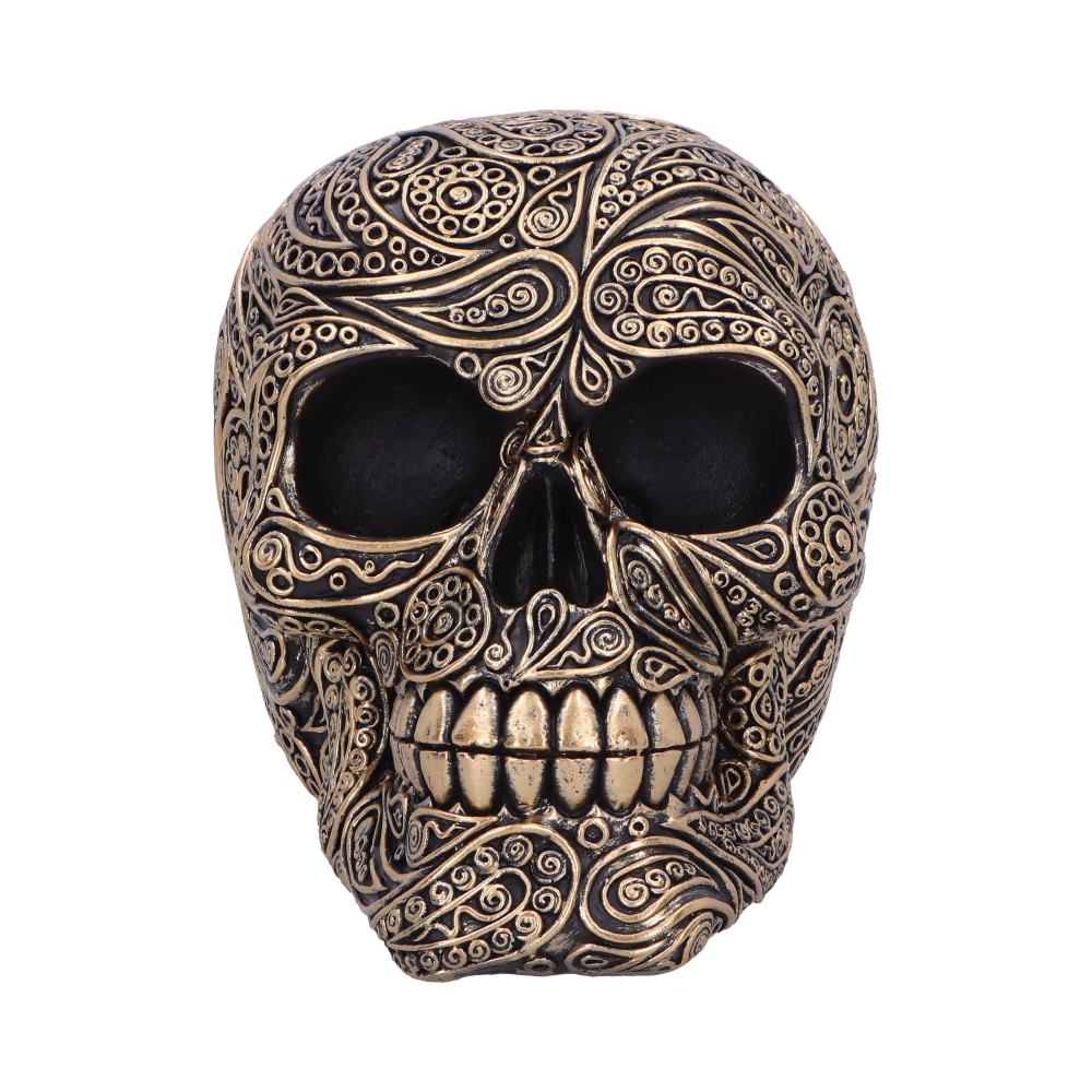 Paisley Black and Gold Skull Head 11.5cm 2