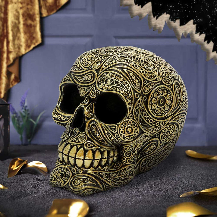 Paisley Black and Gold Skull Head 11.5cm 7