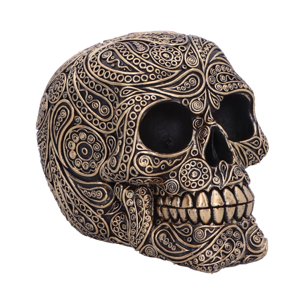 Paisley Black and Gold Skull Head 11.5cm 1