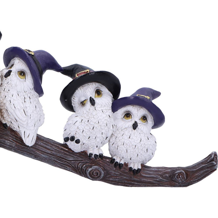 Feathered Owls on Broomstick Figurine 26cm 6
