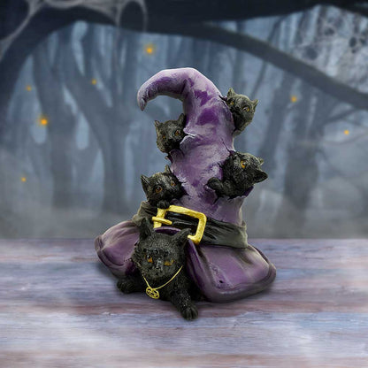 Magical Mischief Witch Hat and Black Cats Figurine 14cm 7