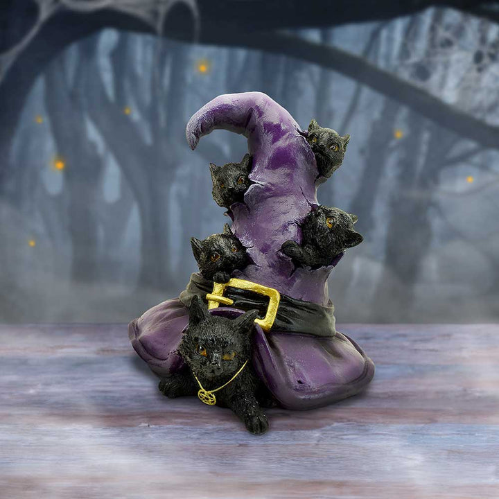 Magical Mischief Witch Hat and Black Cats Figurine 14cm 7