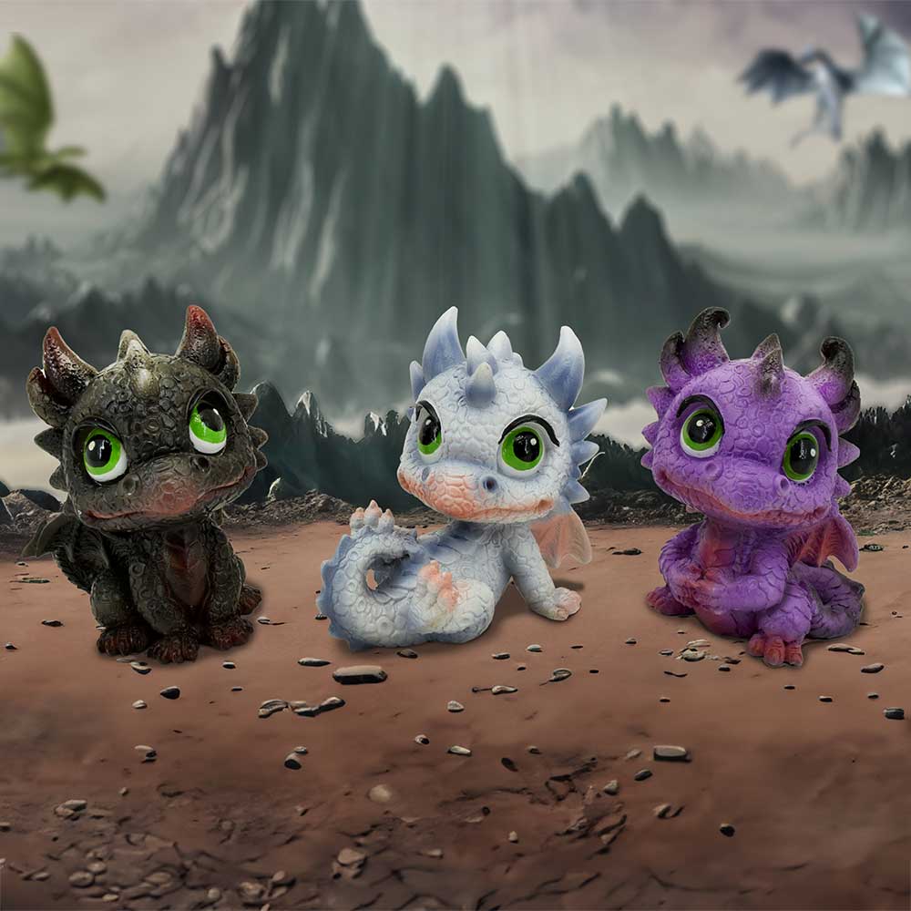 Little Hordlings Cute Baby Dragonling Figurines Set of Three 7cm 7