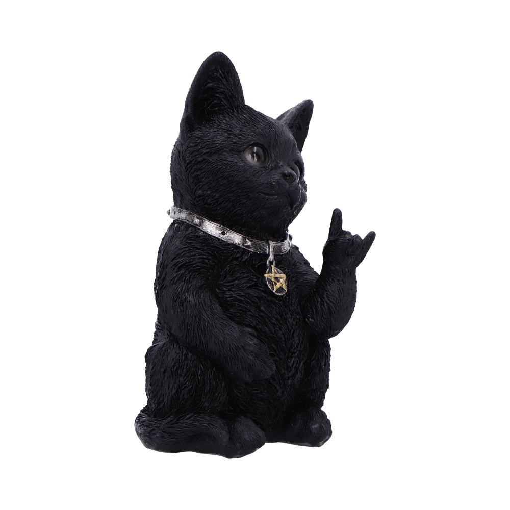 Metallicat Black Cat Throwing Rock Hand Sign 16.5cm 3
