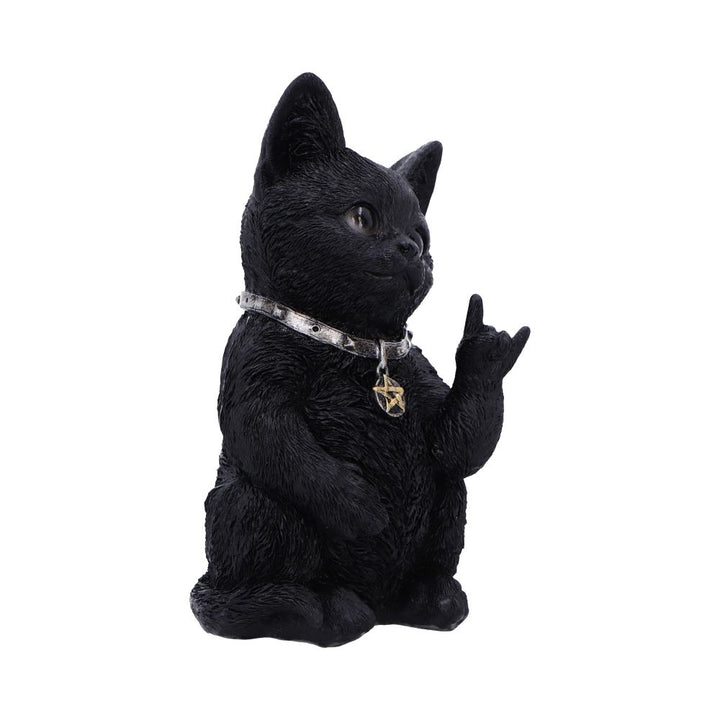 Metallicat Black Cat Throwing Rock Hand Sign 16.5cm 3
