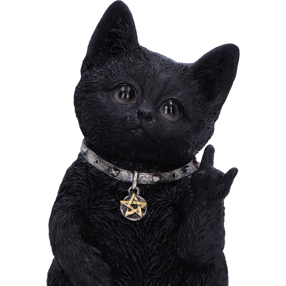 Metallicat Black Cat Throwing Rock Hand Sign 16.5cm 4