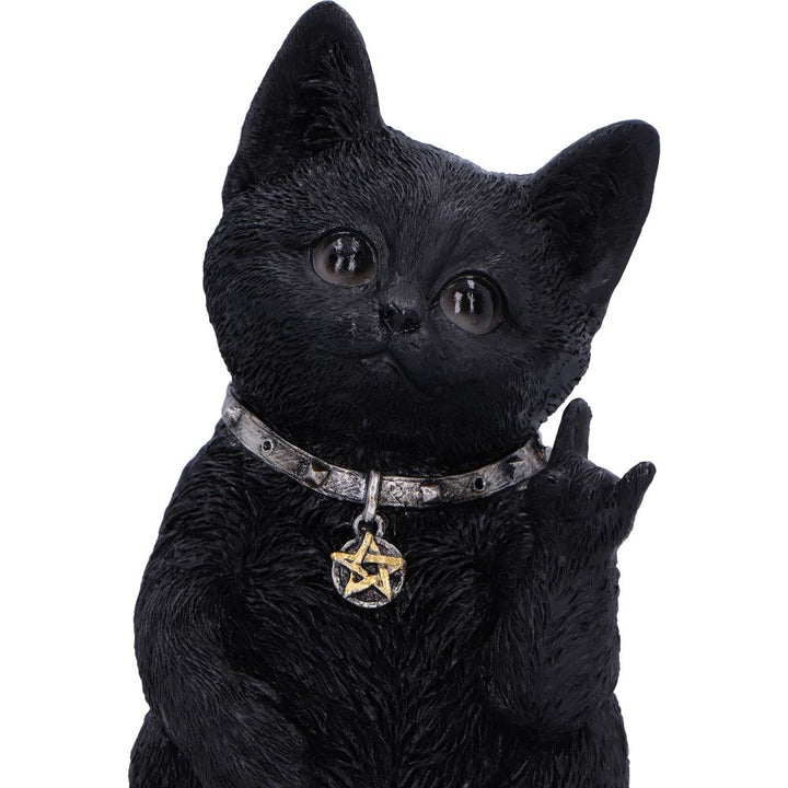 Metallicat Black Cat Throwing Rock Hand Sign 16.5cm 4