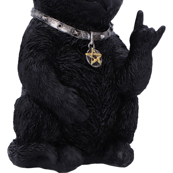 Metallicat Black Cat Throwing Rock Hand Sign 16.5cm 5