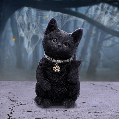 Metallicat Black Cat Throwing Rock Hand Sign 16.5cm 6