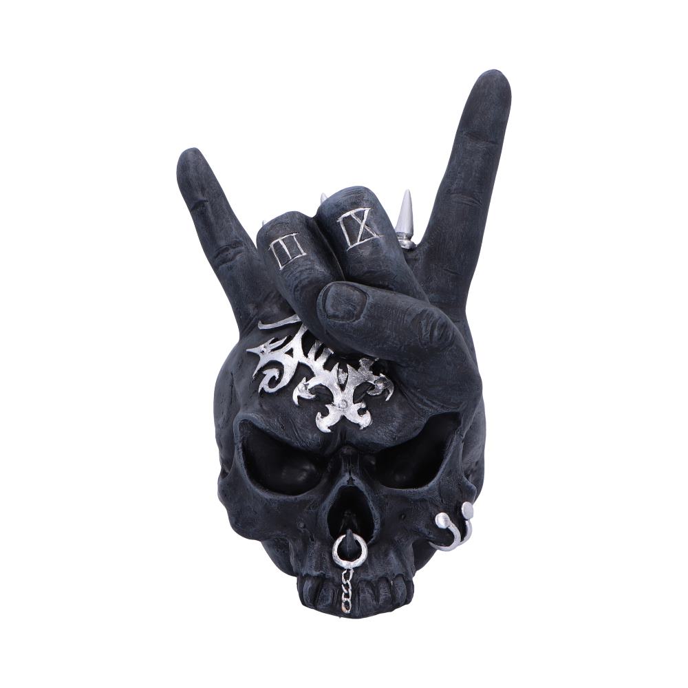 Horns Up Rocking Skull Ornament 17.5cm Resin Statue 2