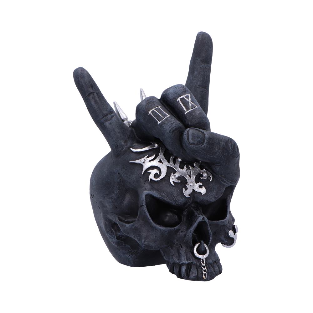 Horns Up Rocking Skull Ornament 17.5cm Resin Statue 1