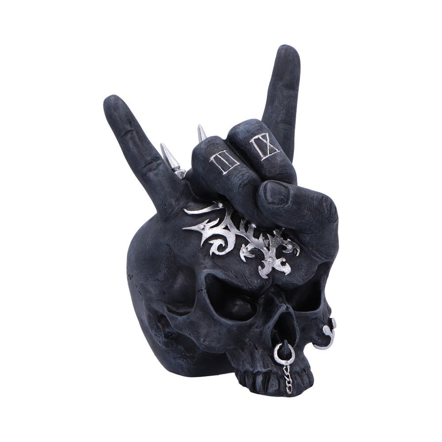 Horns Up Rocking Skull Ornament 17.5cm Resin Statue 1