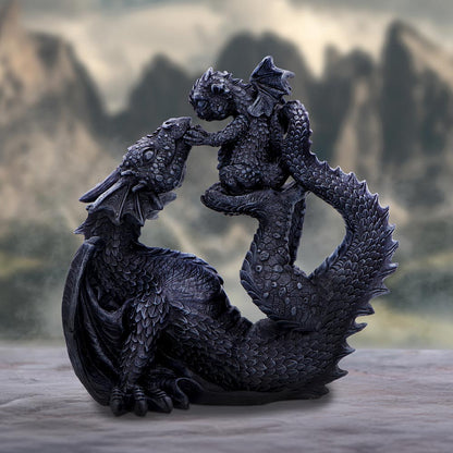 Black Drakaina and Dragonling Figurine 22cm 7