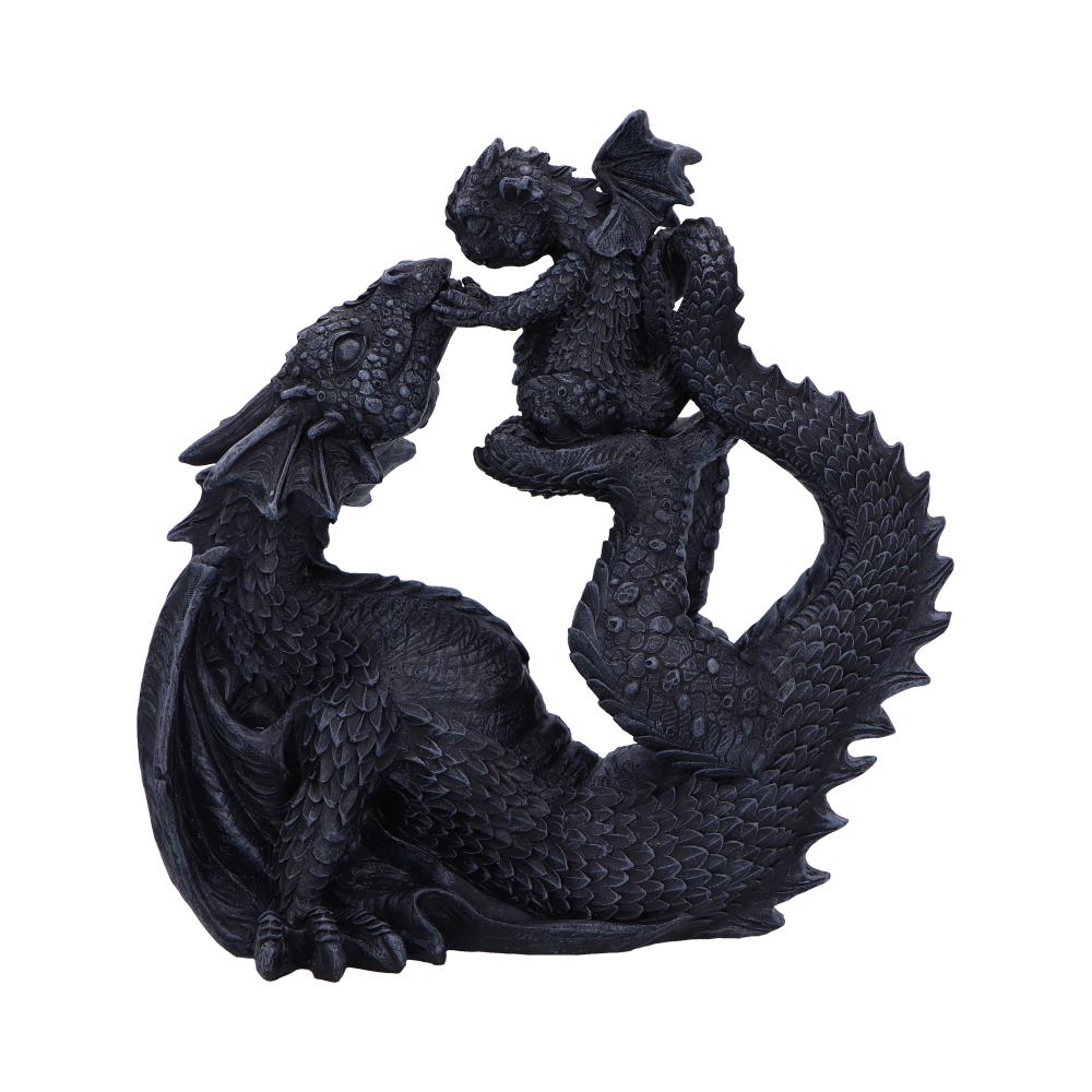 Black Drakaina and Dragonling Figurine 22cm 1