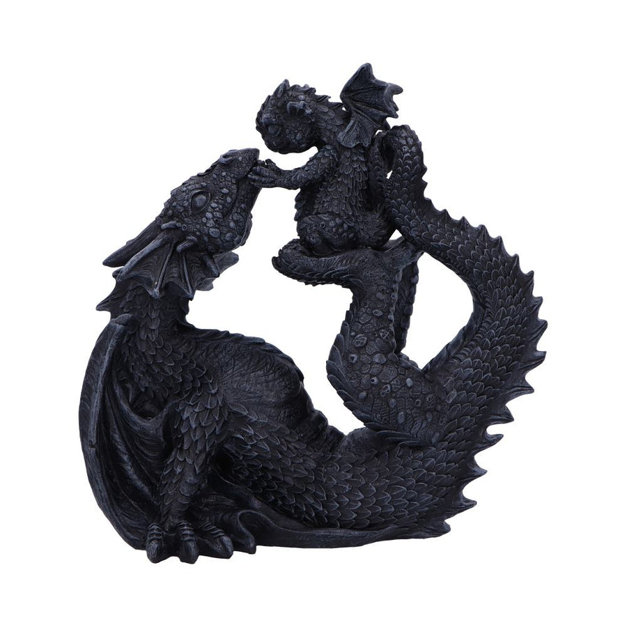 Black Drakaina and Dragonling Figurine 22cm 1
