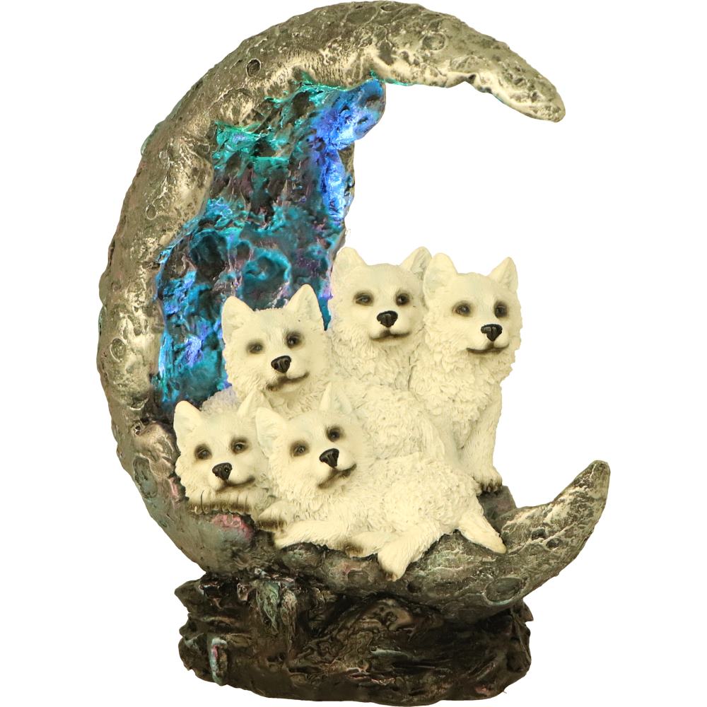 Moon Litter White Wolves Ornament 19.5cm 6