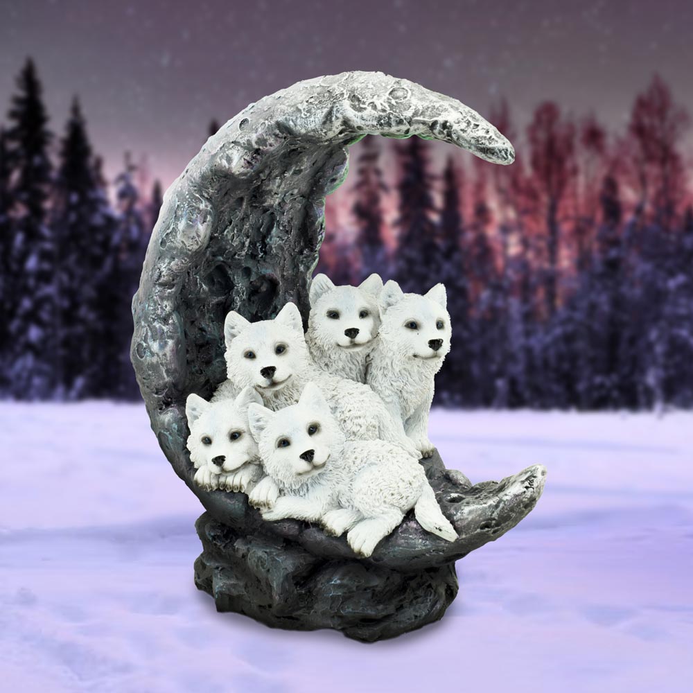Moon Litter White Wolves Ornament 19.5cm 7