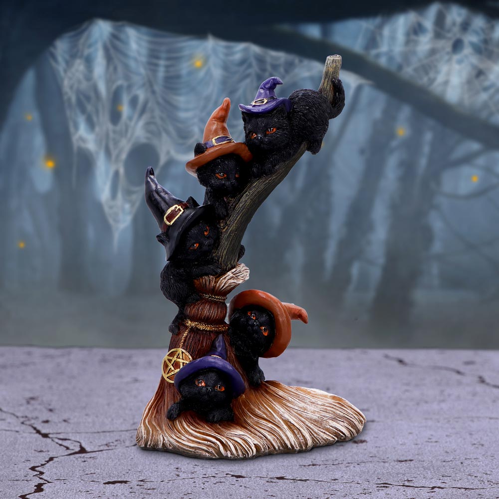 Broomstick Kindle Witchy Black Cats Ornament 21cm 7