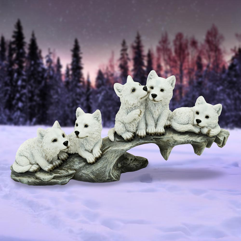 Winter Litter White Wolf Ornament 25cm 7