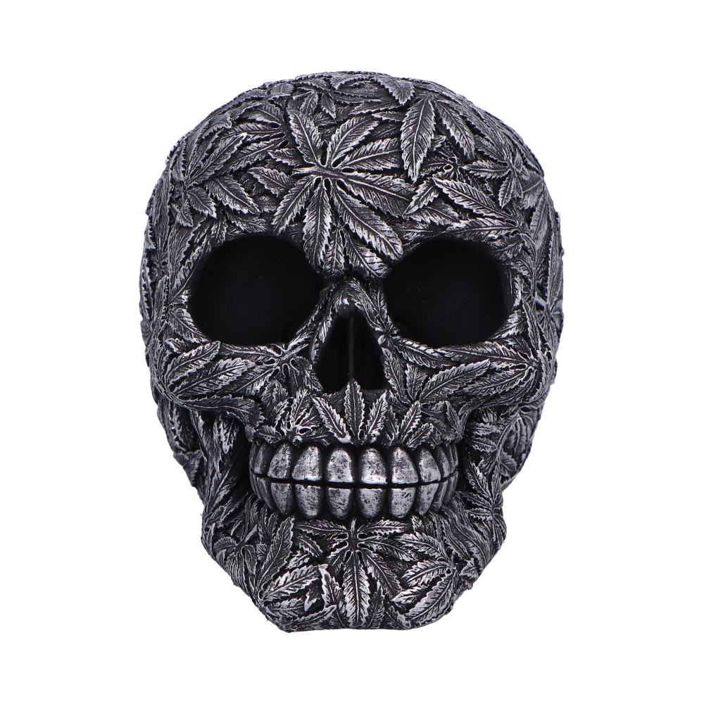 High Life Leaf Embellished Skull 15.5cm 2