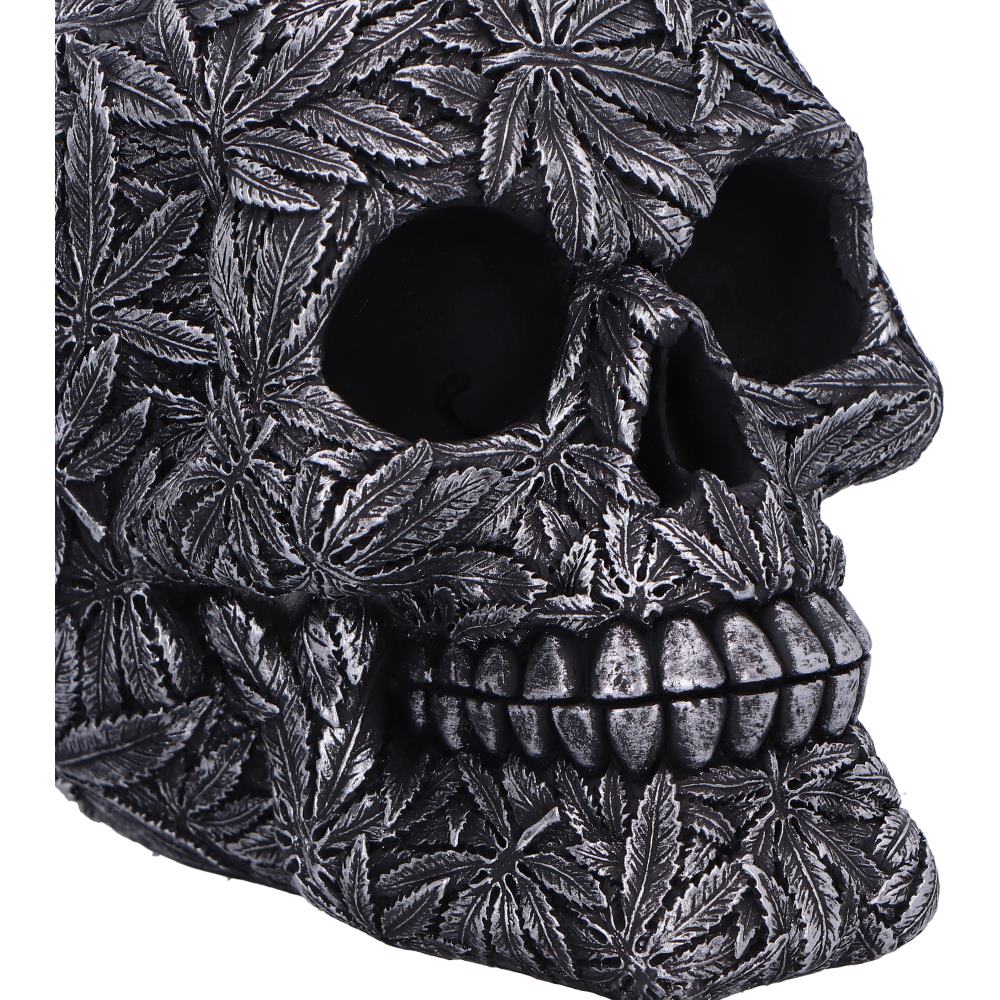 High Life Leaf Embellished Skull 15.5cm 5
