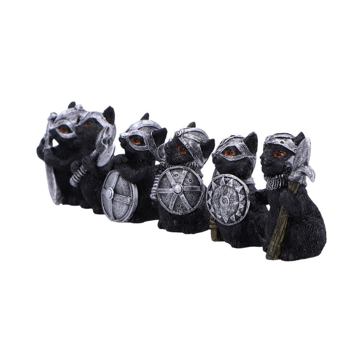 Cat Crusaders Set of 6 Fierce Warrior Figurines with Unique Poses 5.5cm