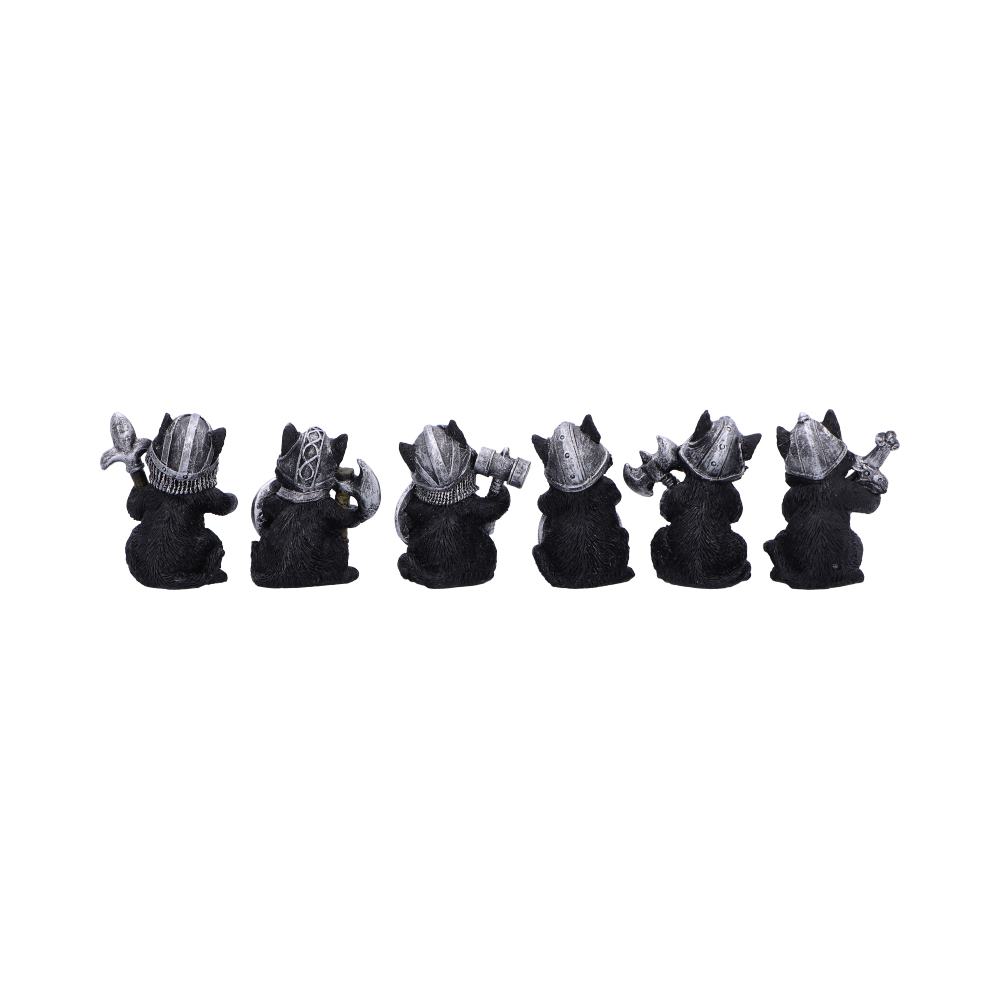 Cat Crusaders Set of 6 Fierce Warrior Figurines with Unique Poses 5.5cm