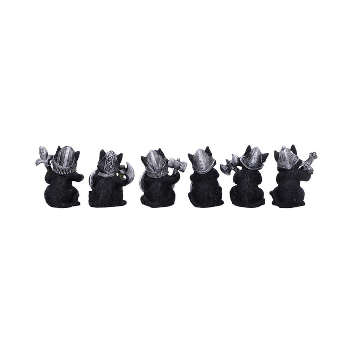 Cat Crusaders Set of 6 Fierce Warrior Figurines with Unique Poses 5.5cm