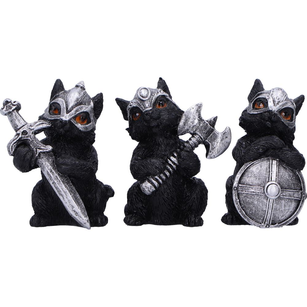 Cat Crusaders Set of 6 Fierce Warrior Figurines with Unique Poses 5.5cm