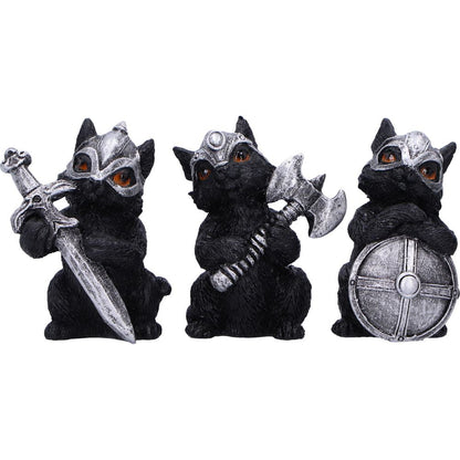 Cat Crusaders Set of 6 Fierce Warrior Figurines with Unique Poses 5.5cm 5