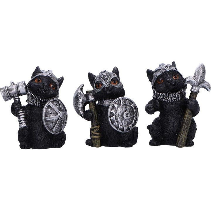 Cat Crusaders Set of 6 Fierce Warrior Figurines with Unique Poses 5.5cm