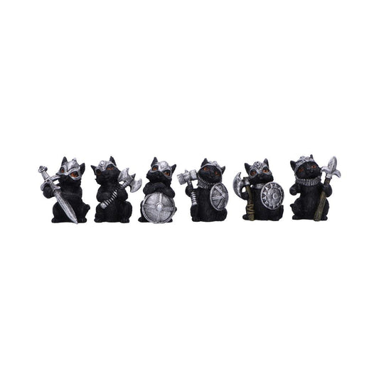 Cat Crusaders Set of 6 Fierce Warrior Figurines with Unique Poses 5.5cm 1
