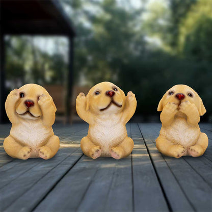 Three Wise Golden Labradors Figurines Set of Three 7.5cm 7