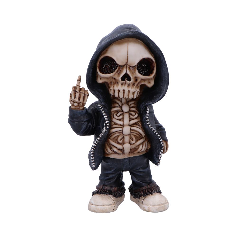 Flip the Bird a Bold and Rebellious Street Art Inspired Reaper Figurine 25cm 1