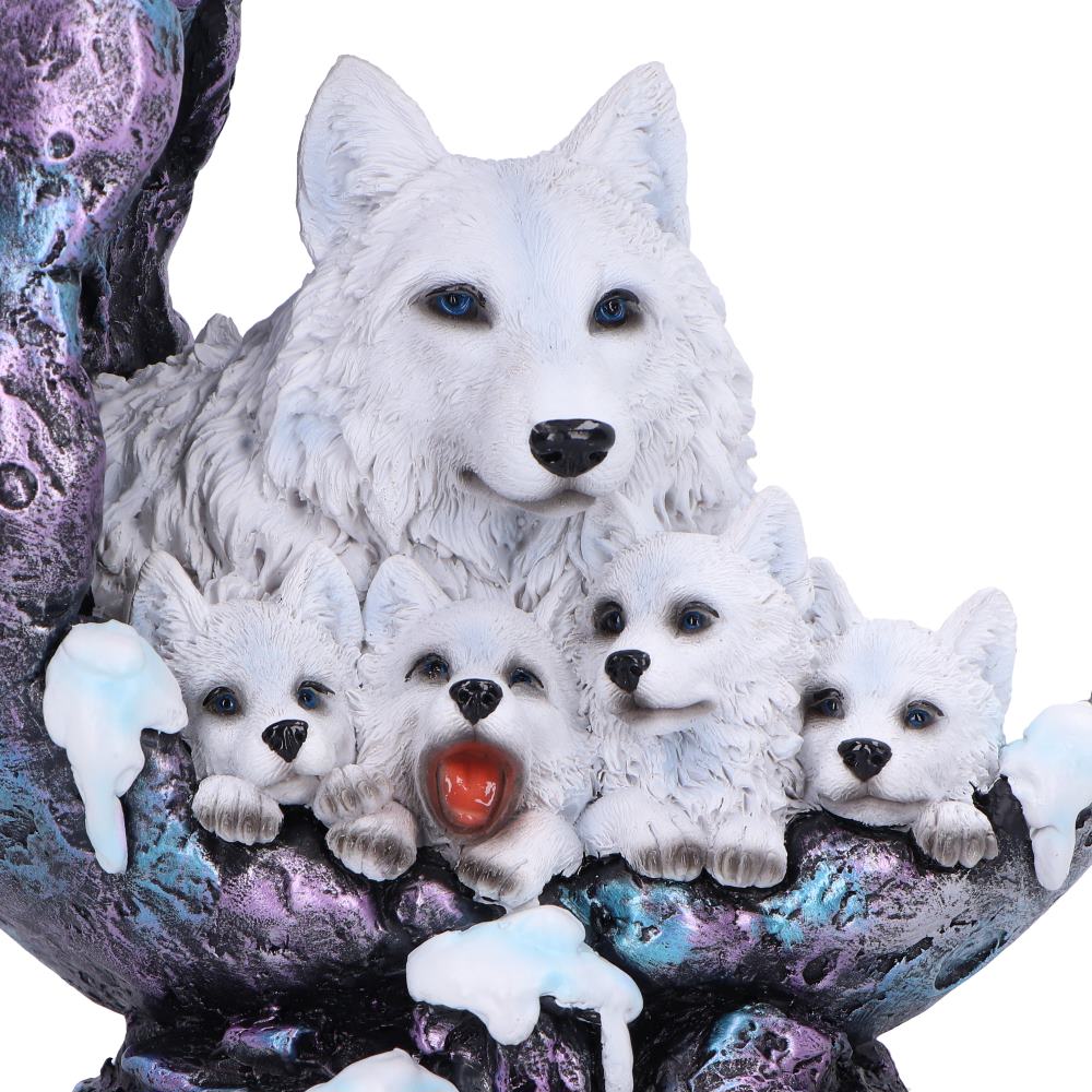 Winter Moon Wolf Ornament with LED 20cm 5