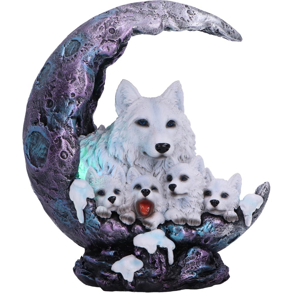 Winter Moon Wolf Ornament with LED 20cm 6