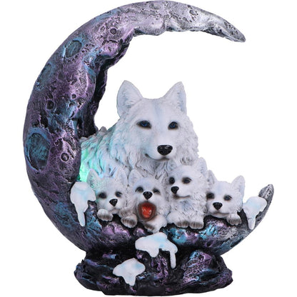Winter Moon Wolf Ornament with LED 20cm 6