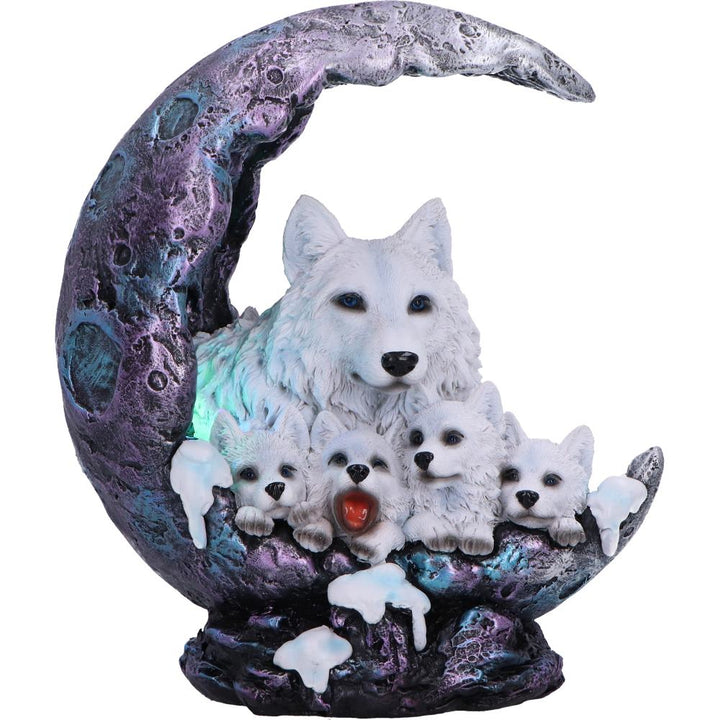 Winter Moon Wolf Ornament with LED 20cm 6