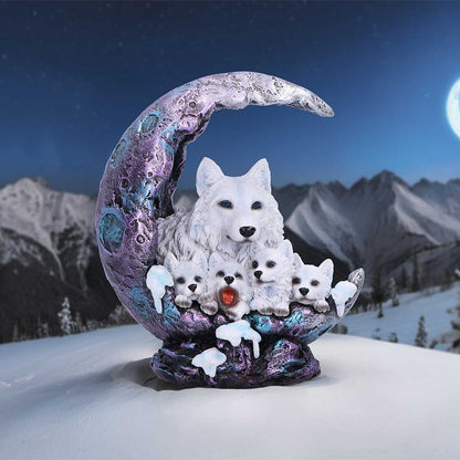 Winter Moon Wolf Ornament with LED 20cm 7