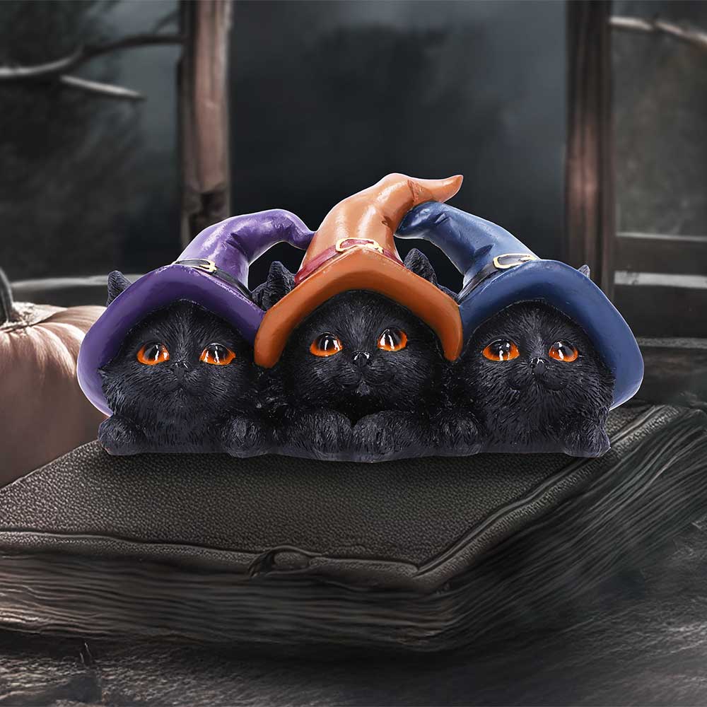 Trio of Mischief Witches Cats Figurine 20cm 7