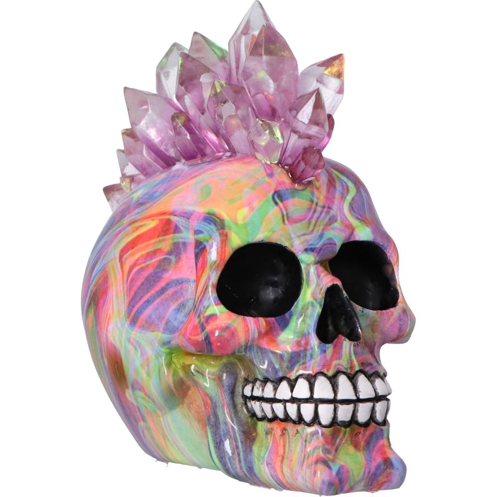 Psychedelic Crystal Skull with Light Up Mohawk 17cm 5